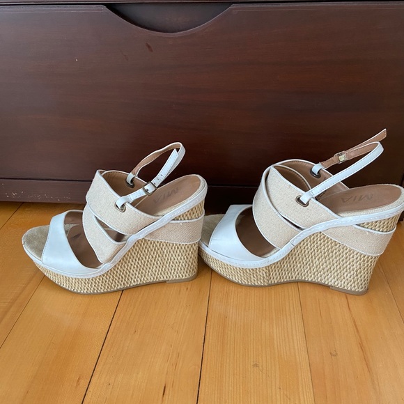 MIA White and beige wedge sandals